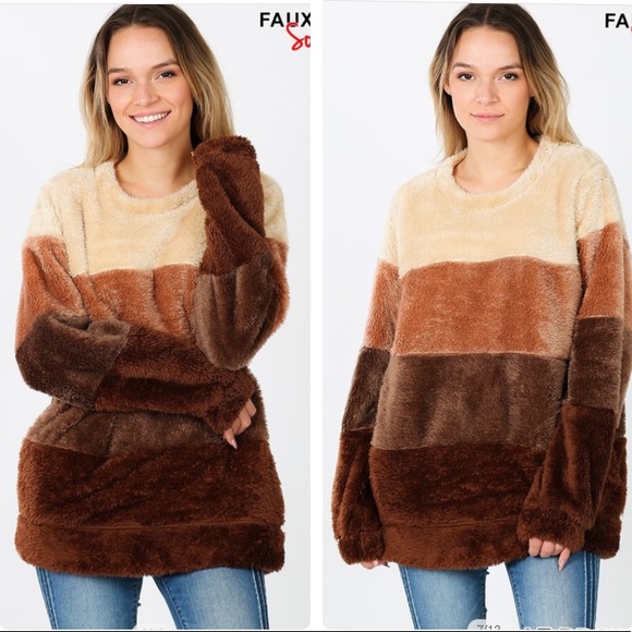 A Girl Thing Tops - 1 left❤️2 for $40❤️soft faux fur pullover top